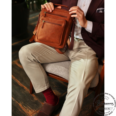 Кожаная сумка "Гектор" (рыжий крейзи)